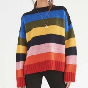 Urban Outfitters Kari Rainbow Striped Oversized Sweater Small